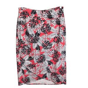J Jill Wearever Women's Smooth Fit Knee Length Floral Skirt Size M Petite Preppy